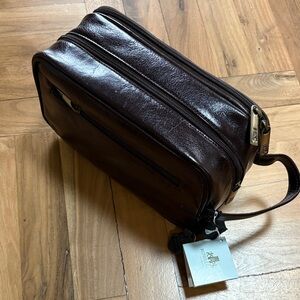 NWT Rowallan Brown Leather Men's Toiletry Bag
